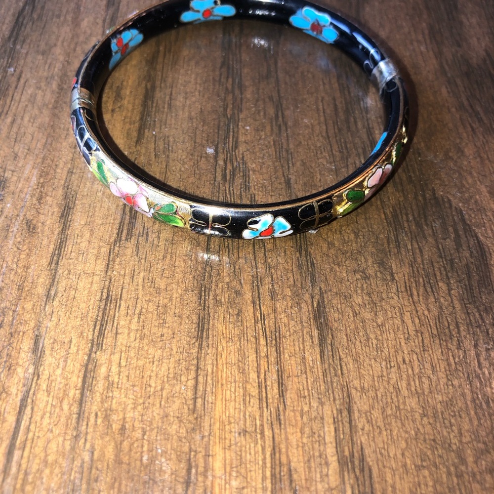 Source Unknown Black and Multicolor Floral Bracelet